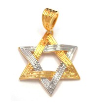 Gold Filled Textured Two Tone Star of David Pendant